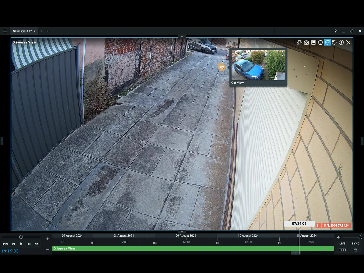 Camera hotspots in Nx Witness: click in the image to jump to the next camera