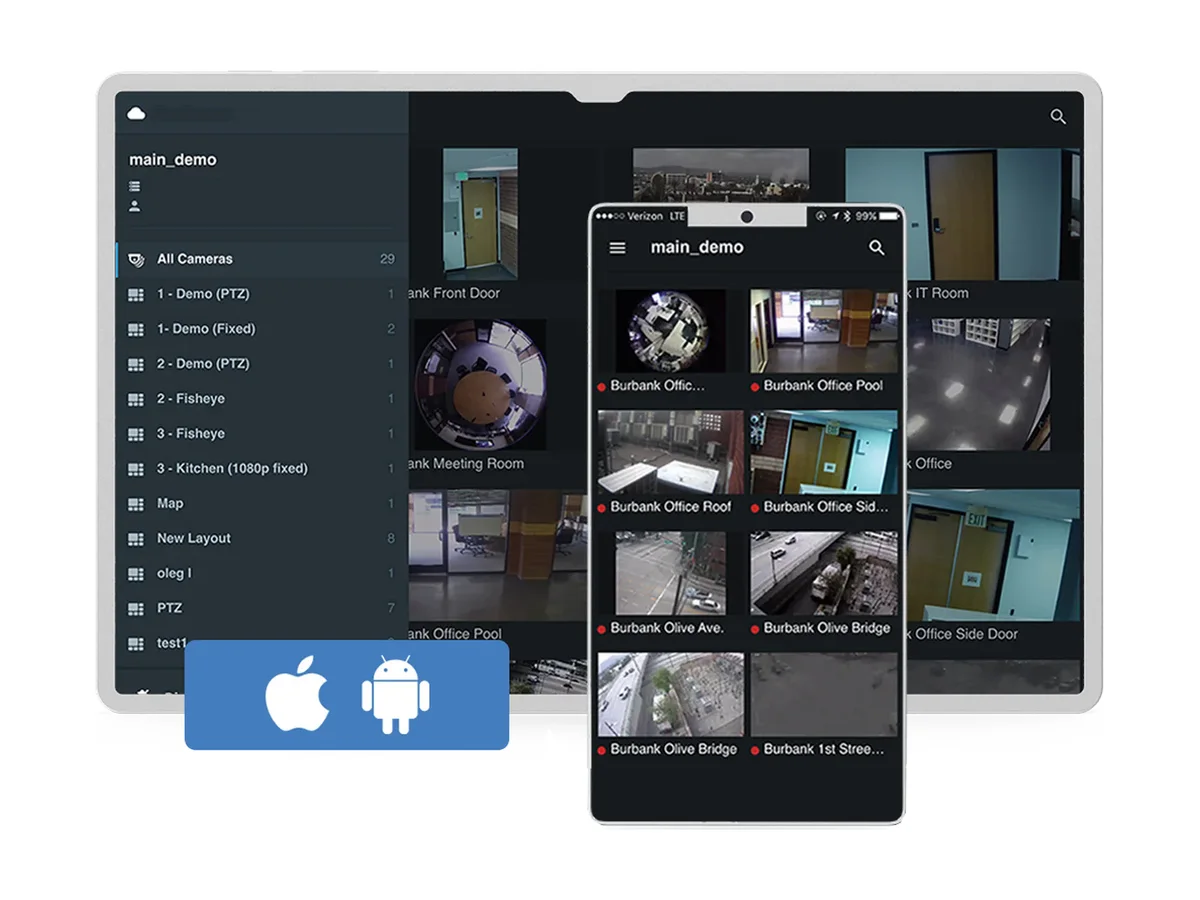 The Nx Witness app on tablet and phone