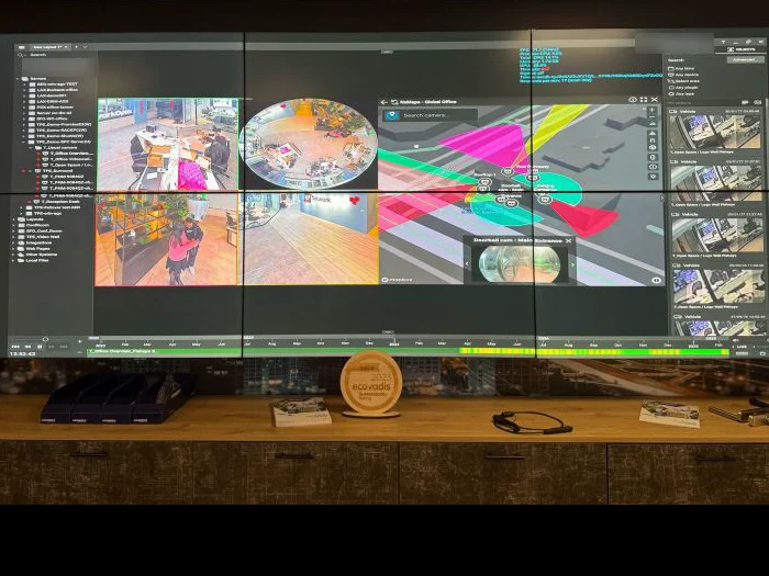 Nx Witness op een videowand van vier schermen bij Network Optix